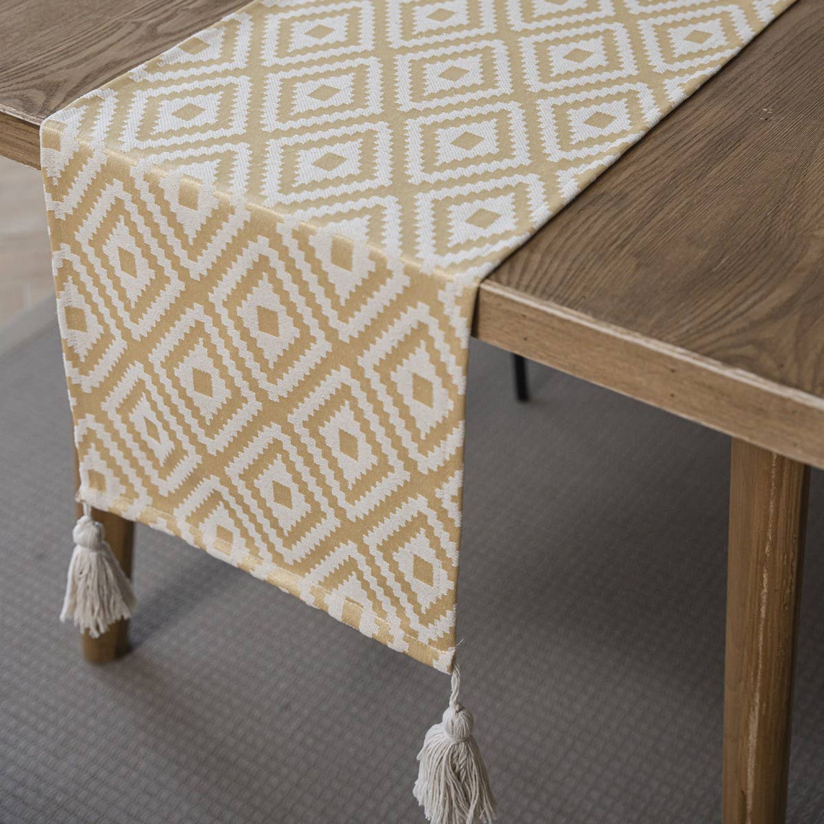 GEOMETRIC TASSEL VERSATILE TABLE RUNNER