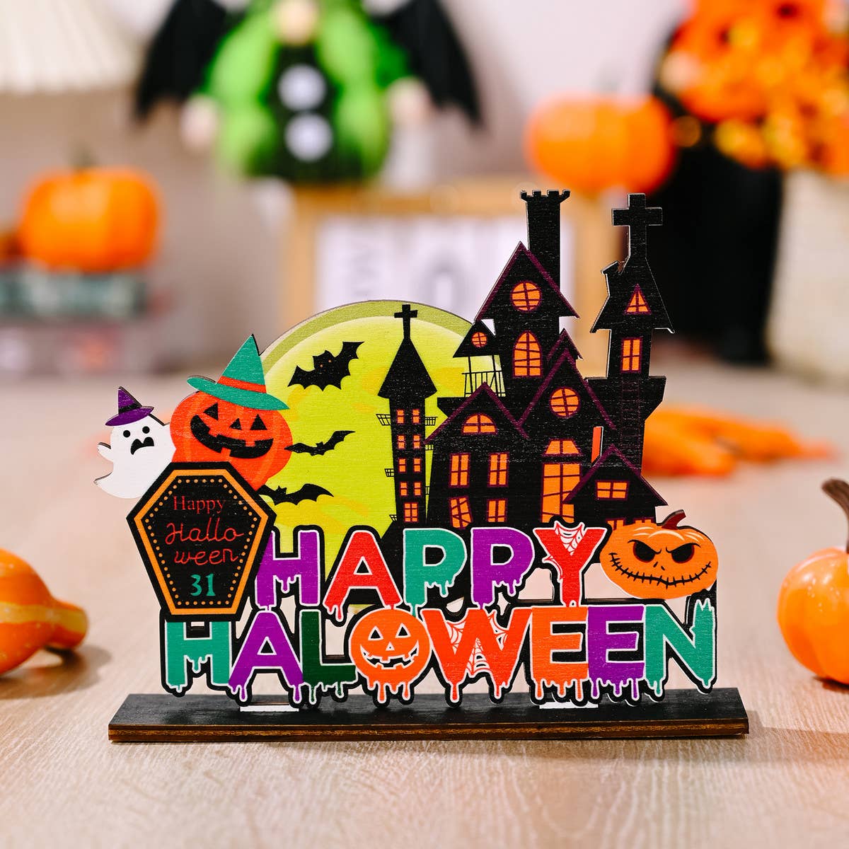 HALLOWEEN WOODEN DECORATIONS FOR HOME