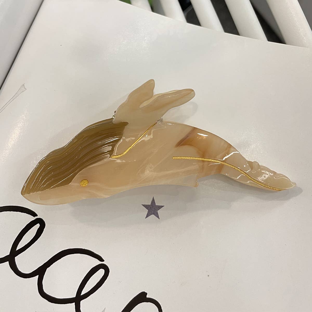 OCEAN WHALE SHELL FISH SEASHELL HAIR CLAW CLIPS_CWAHA0550