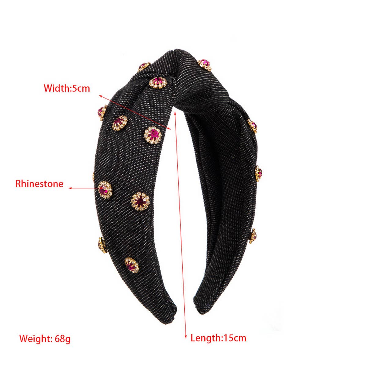 FASHIONABLE WIDE CENTER KNOT DENIM HEADBAND