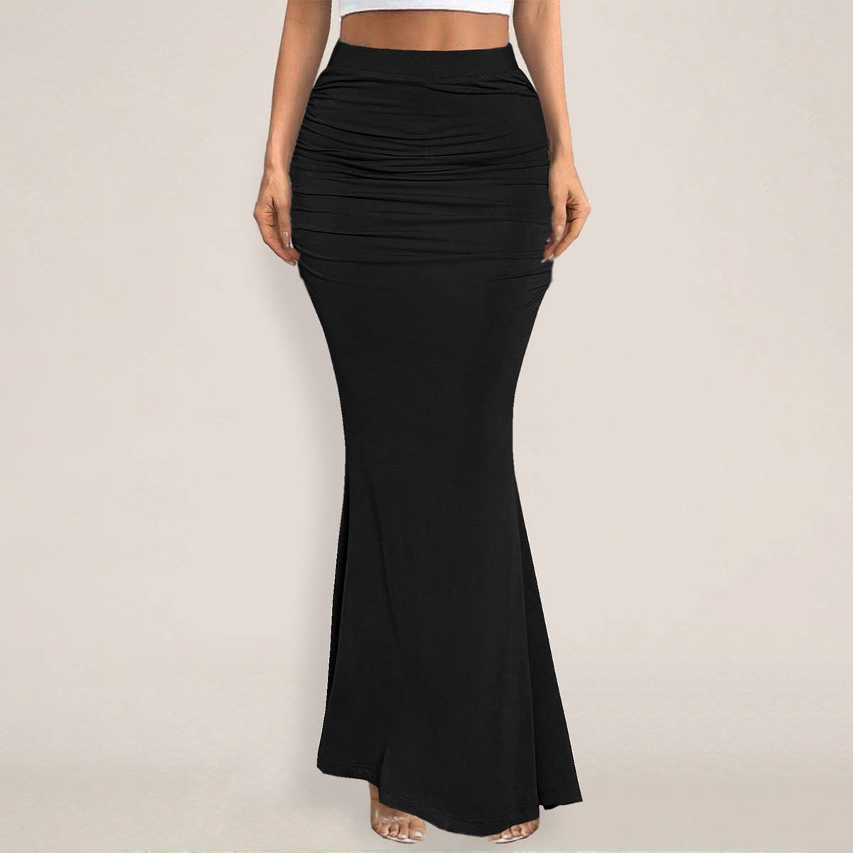 Sexy slim-fit bag hip pleated skirt long skirt
