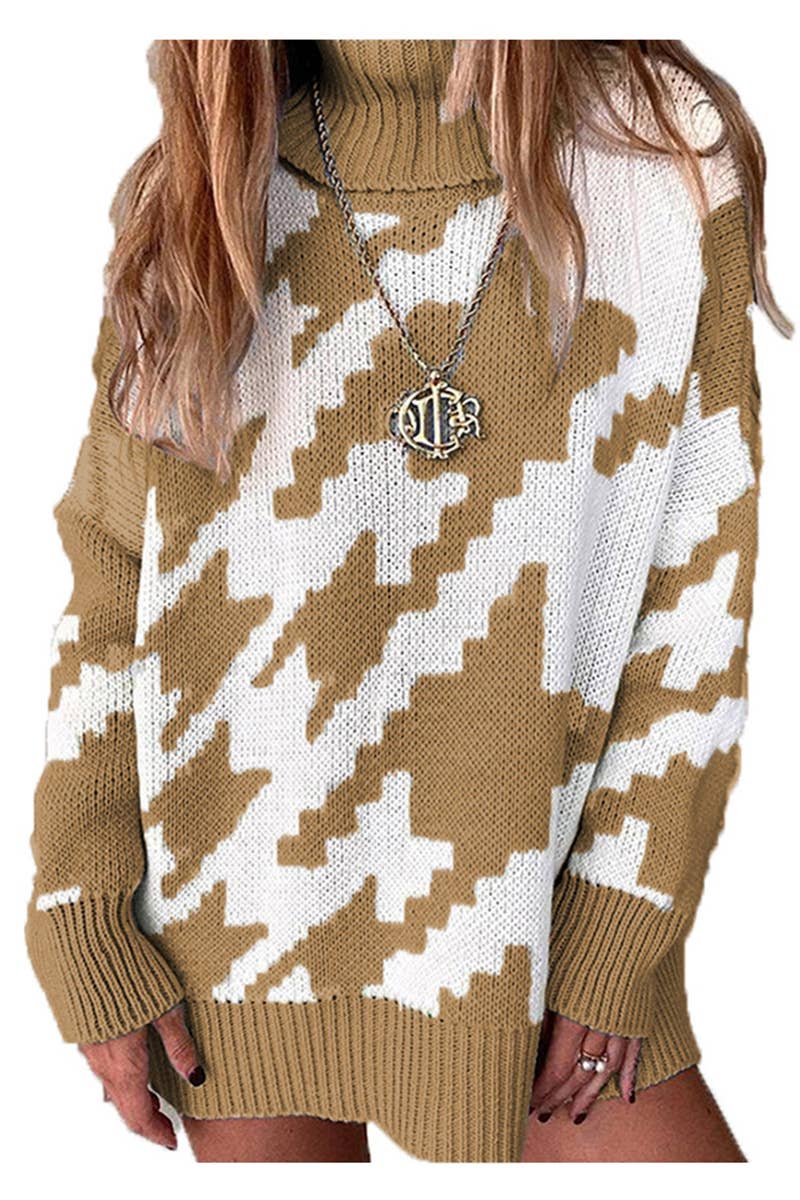 Patchwork Color Turtleneck Sweater