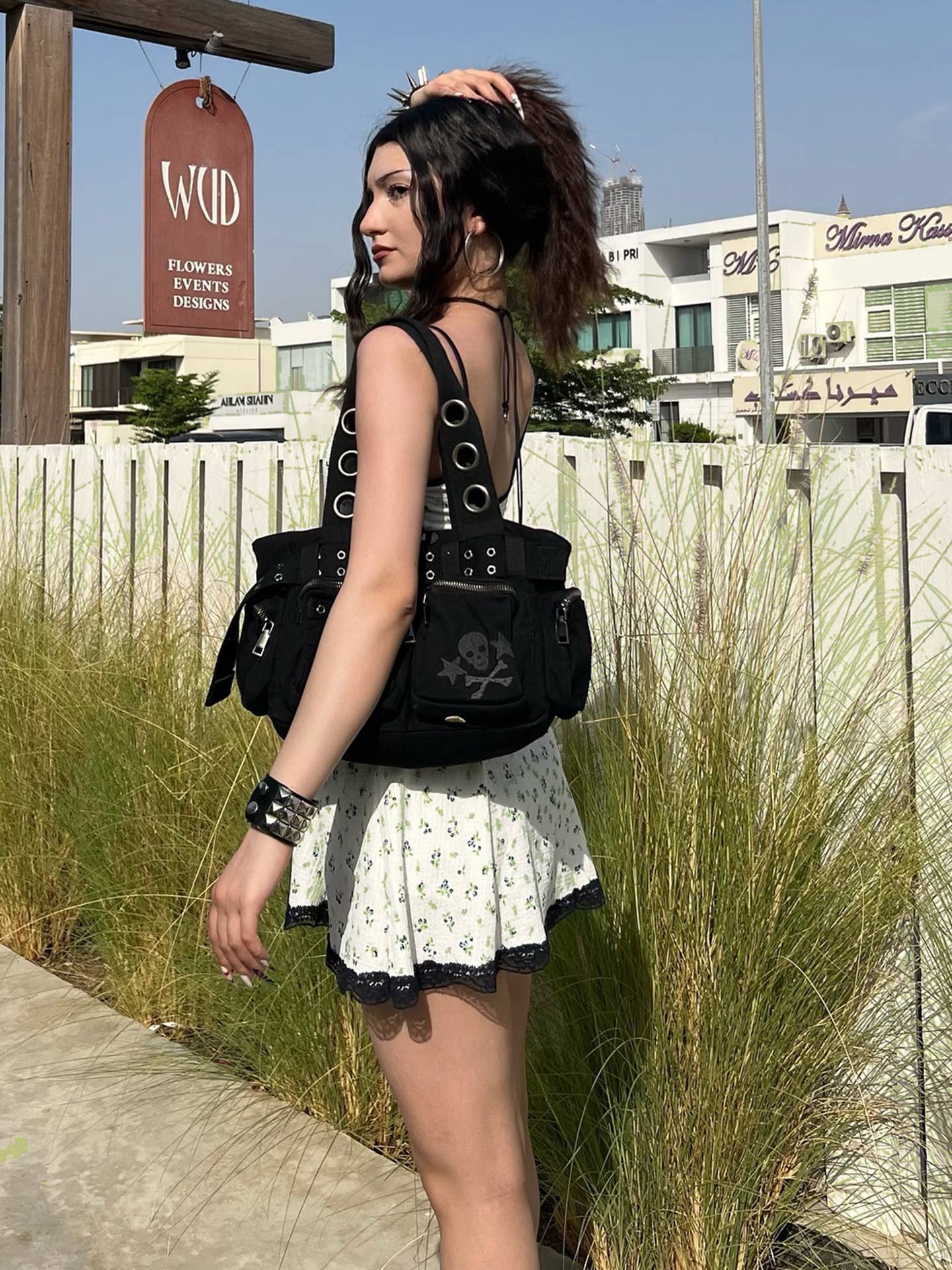 Lace patchwork waist floral halter dress