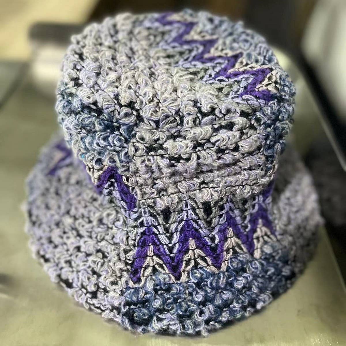 CWAH2213_ETHNIC RETRO COLOR MATCHING KNITTED BUCKET HAT