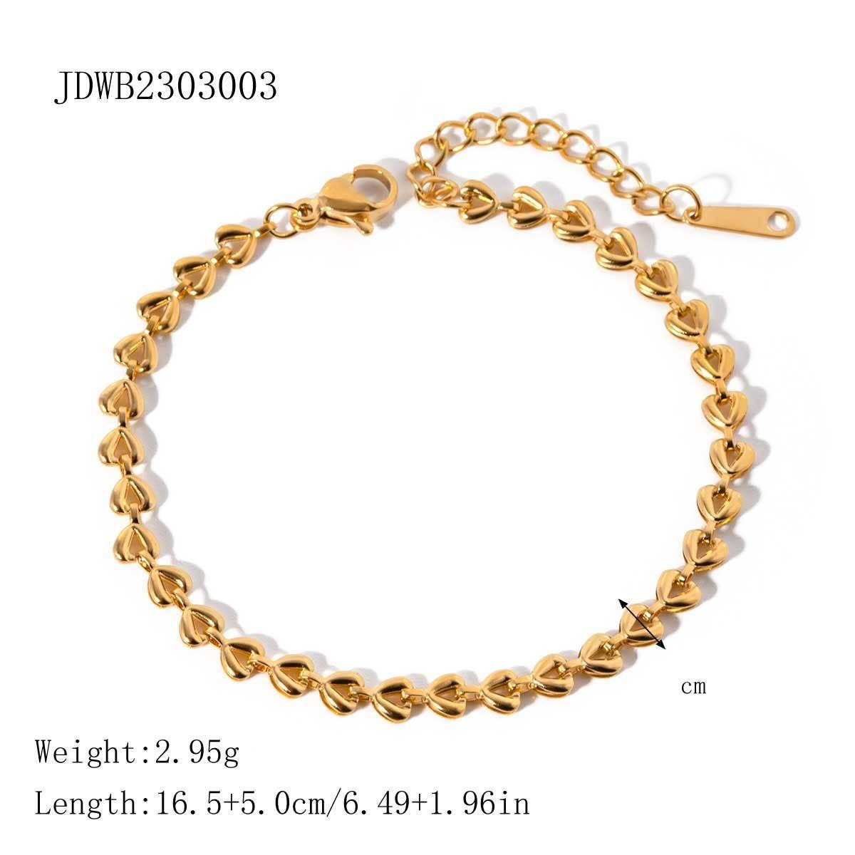 18K Gold Hollow Heart Chain Bracelet for Her_CWAJE4645
