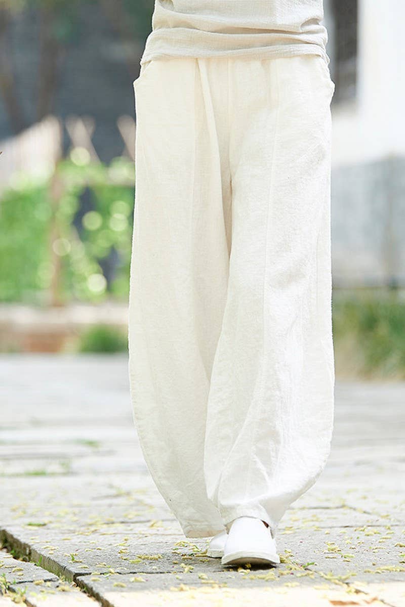 CWBLP1375_COTTON AND LINEN WASHED LOOSE CASUAL BLOOMERS