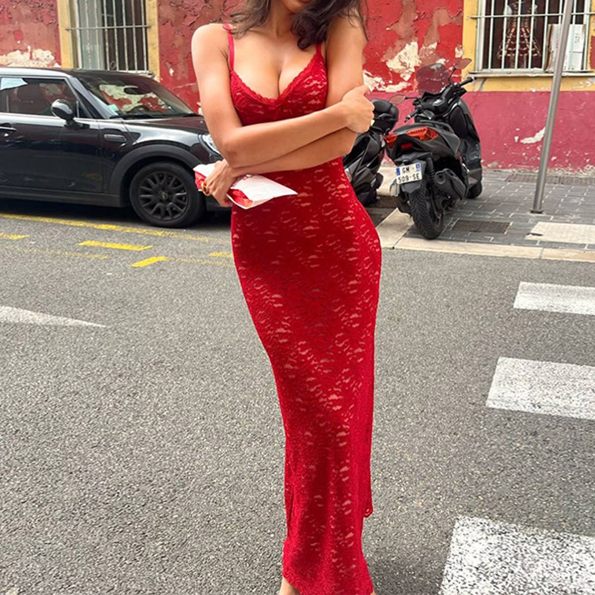 Street style sexy slim strap dress