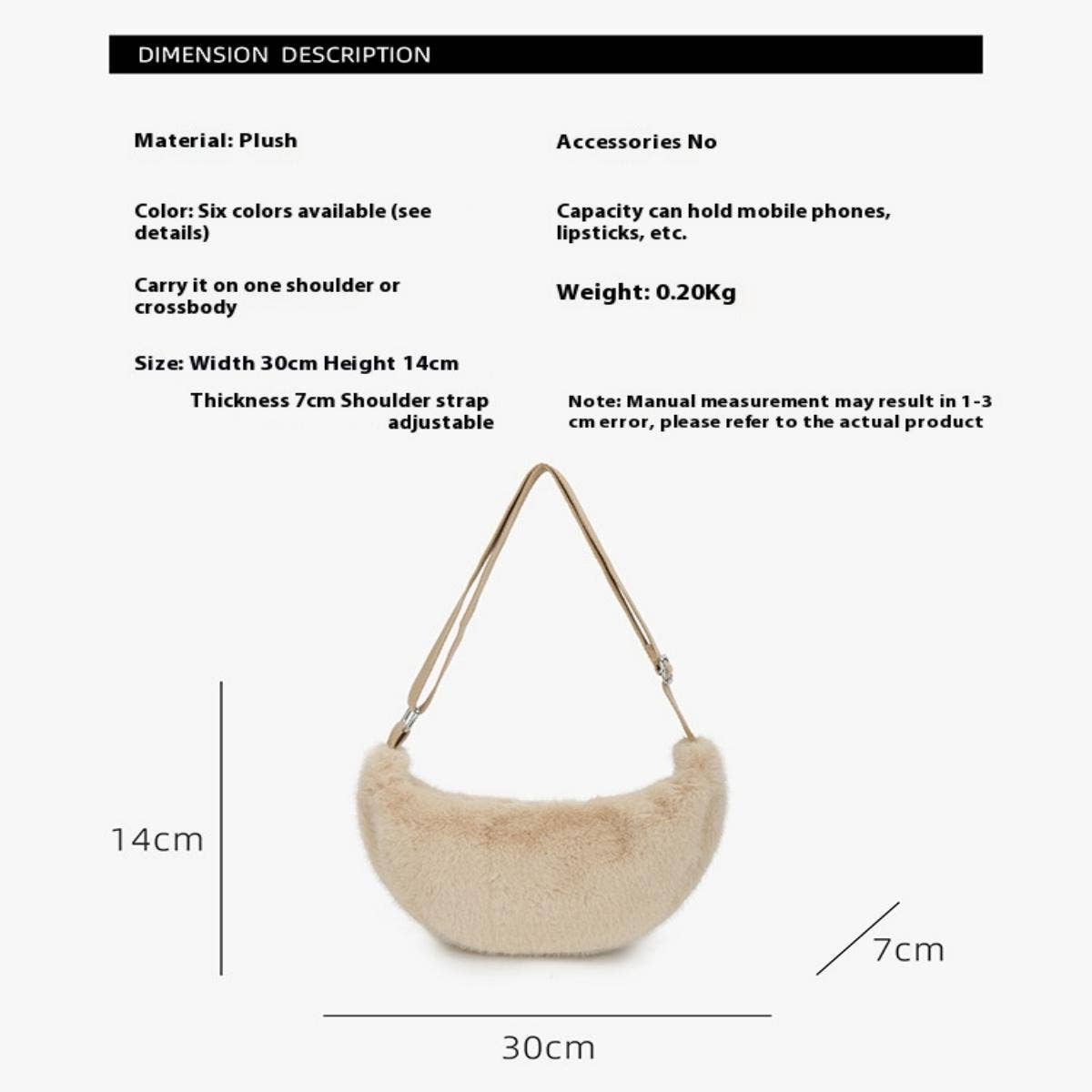 Fluffy Fur Bag Women Shoulder Crossbody Tote_CUAB00534