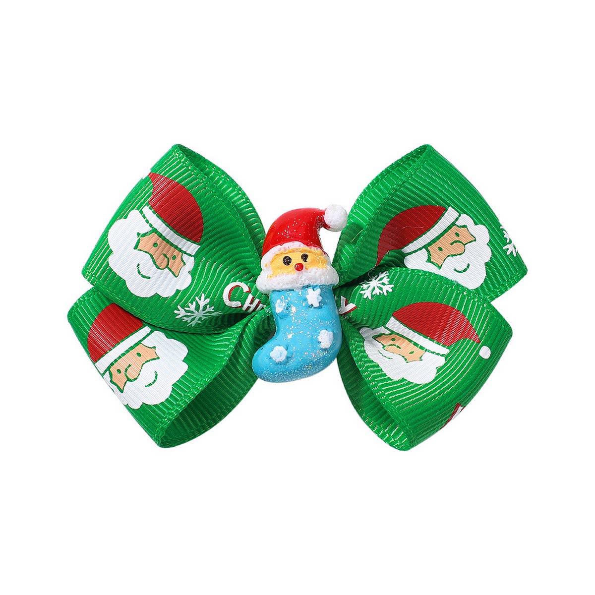CHILDREN'S SANTA CLAUS PRINTED BOW HAIRPIN