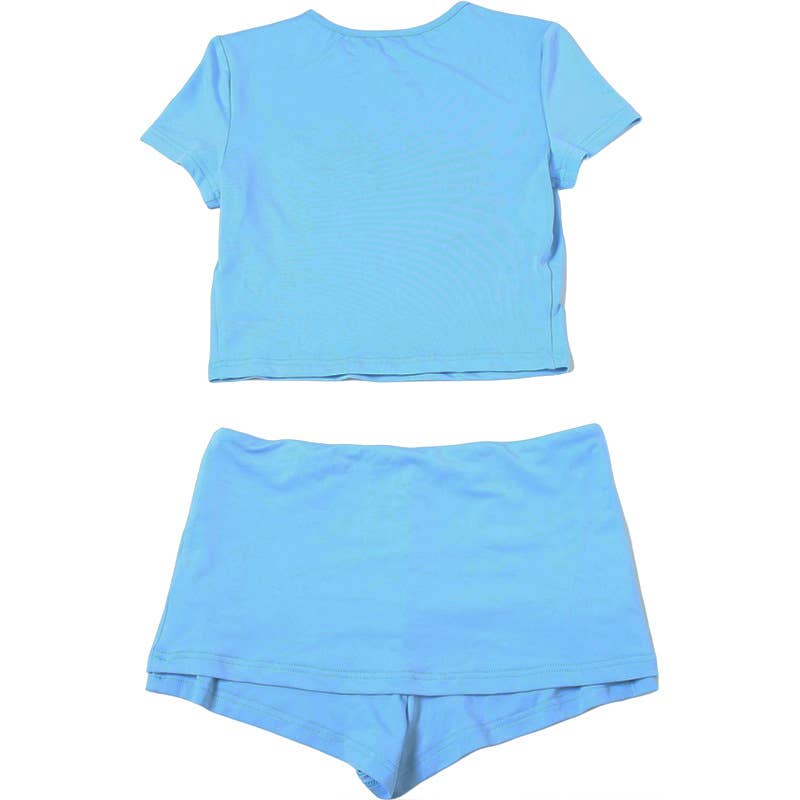 Sexy Crop Top and Bodycon Shorts Set