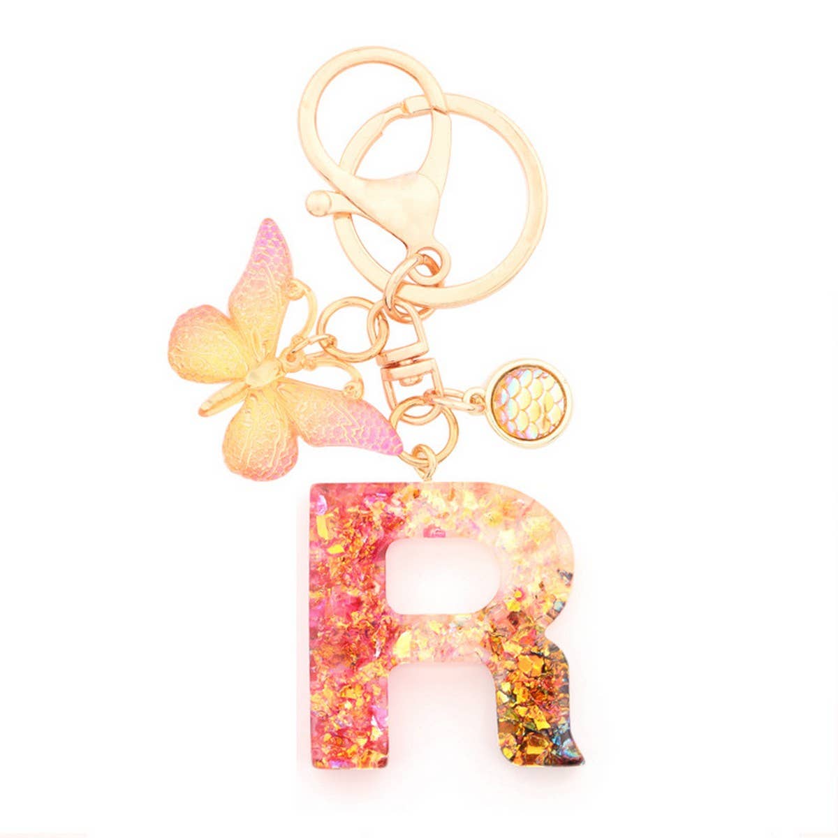 Creative Crystal Letter Keychain with Resin Sequins_CWAB5021