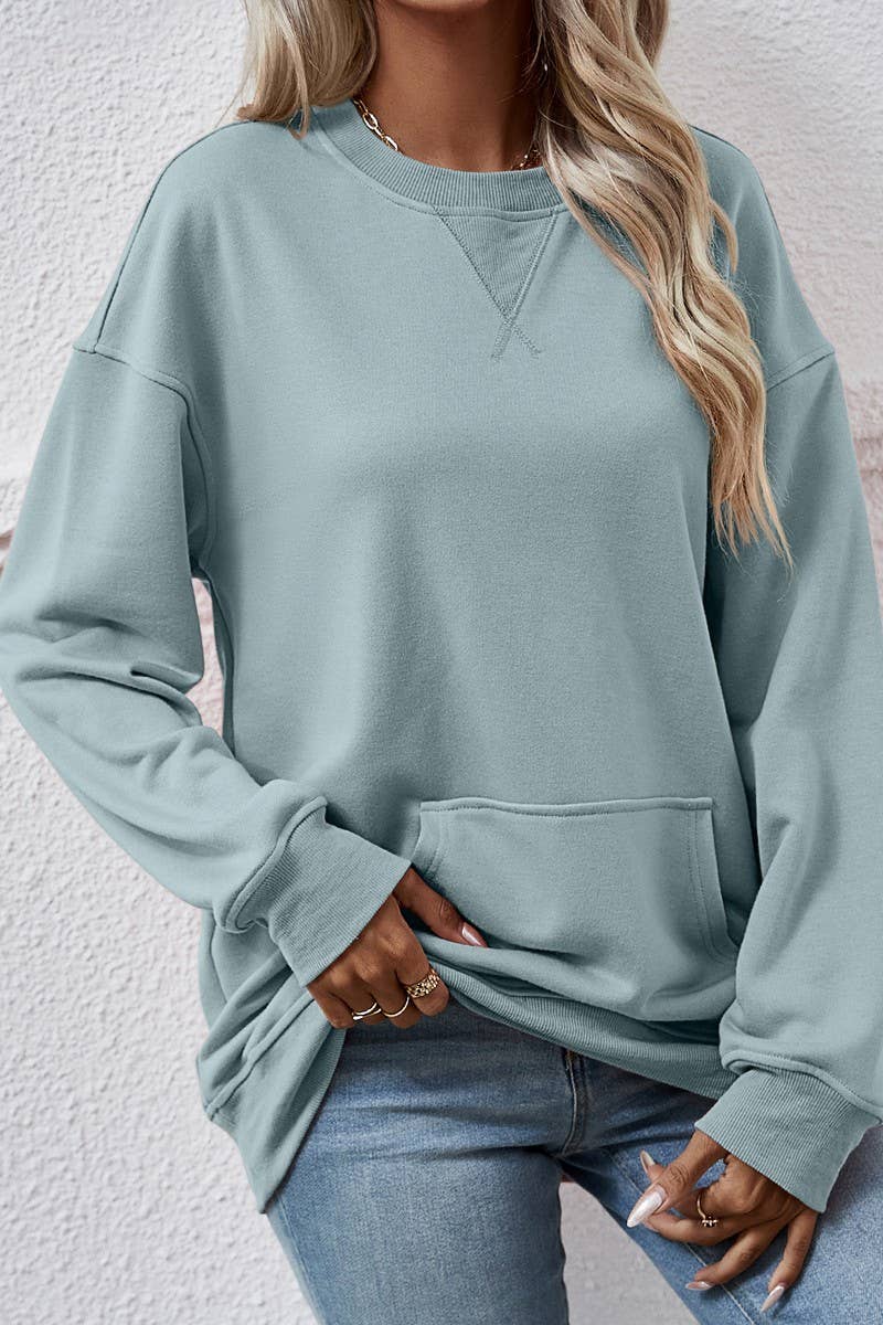 WOMEN LOOSE ROUND NECK SHIRT_CWTSTL0765