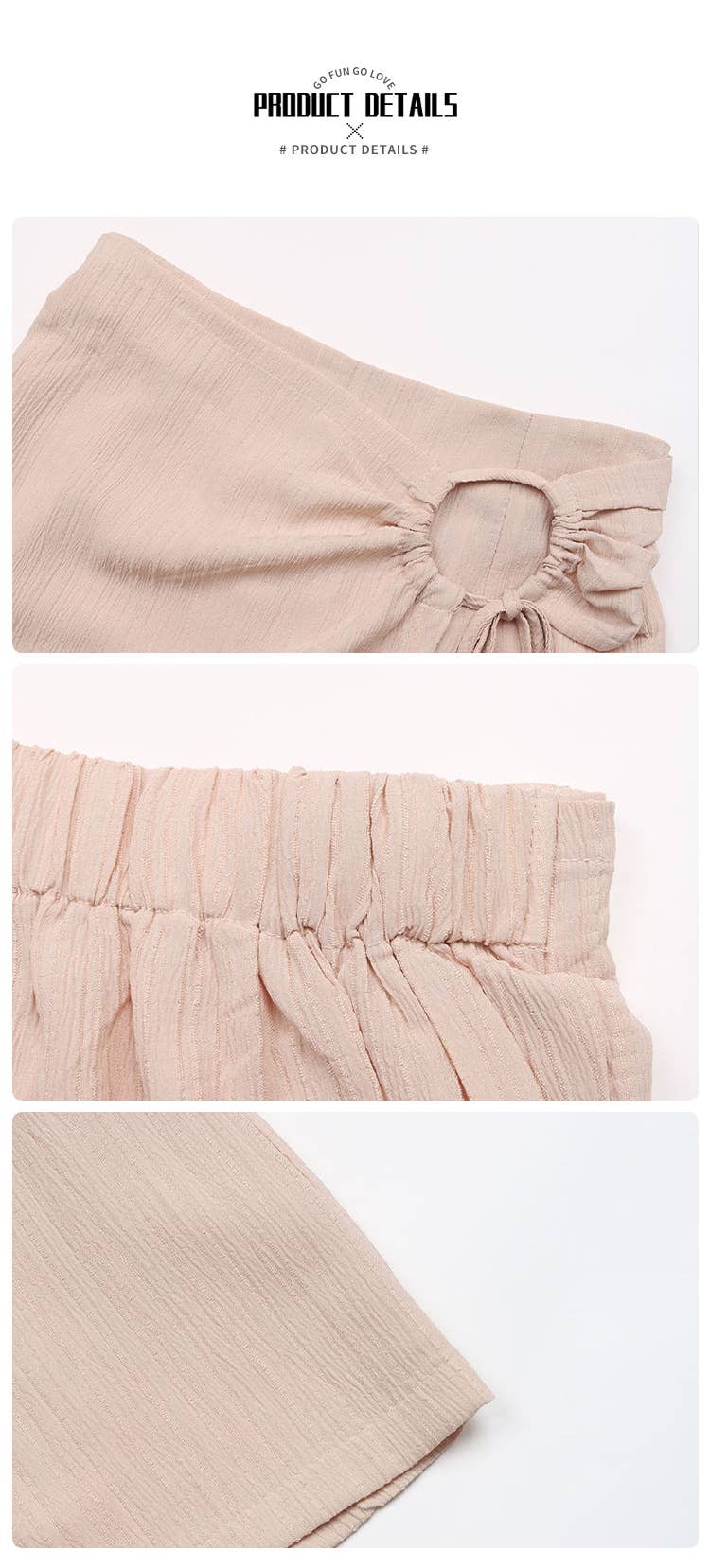 Textured summer lace-up culottes