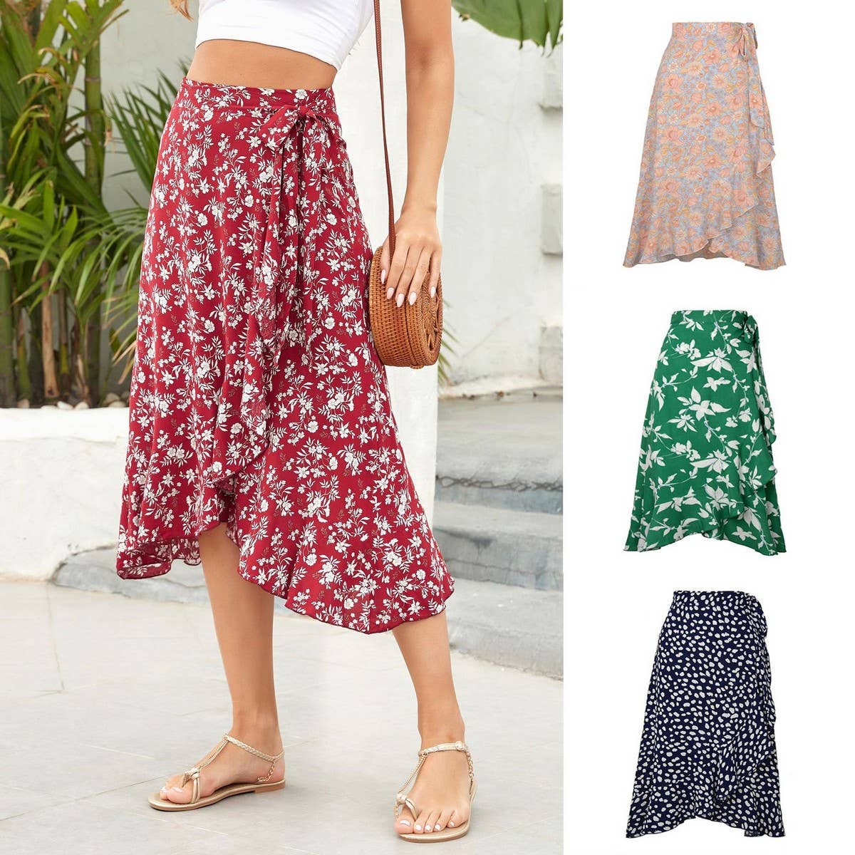 ONE-PIECE PRINTED LONG SKIRT IRREGULAR CASUAL SKIRT_CWAB4813