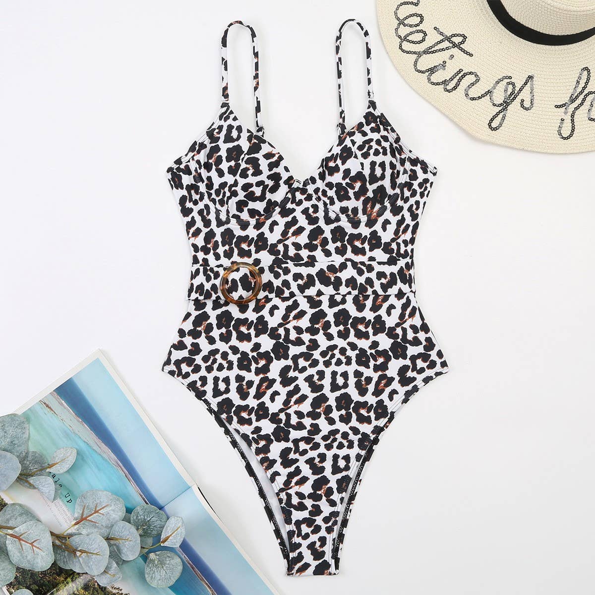 WOMEN'S LEOPARD PRINT ONE-PIECE SWIMSUIT