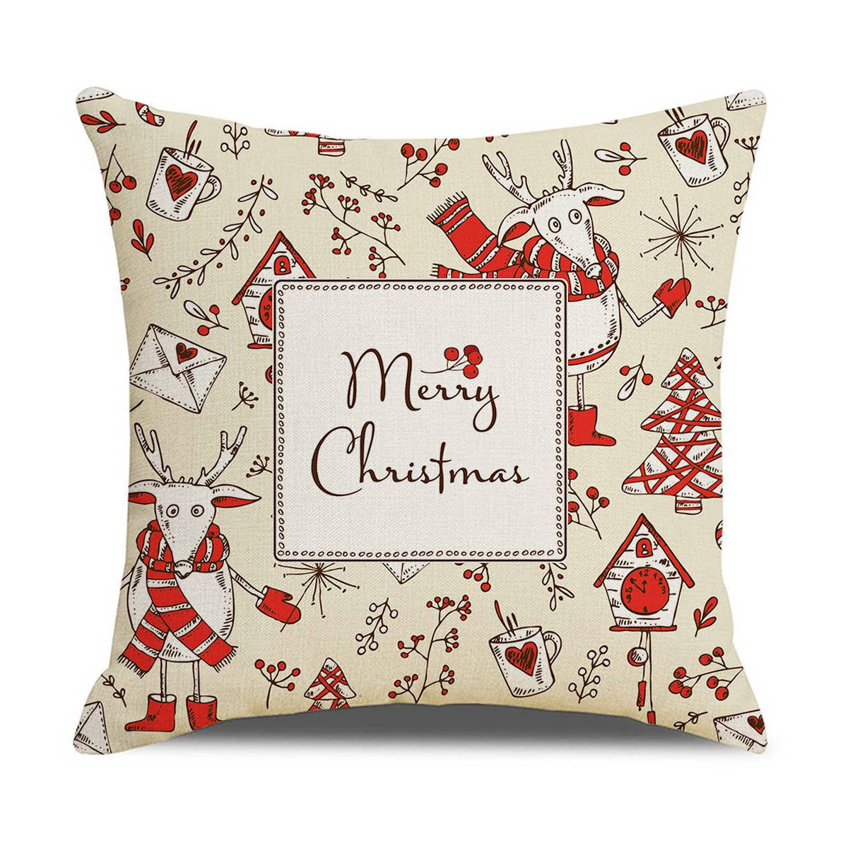 KHAKI CHRISTMAS HAT PILLOWCASE