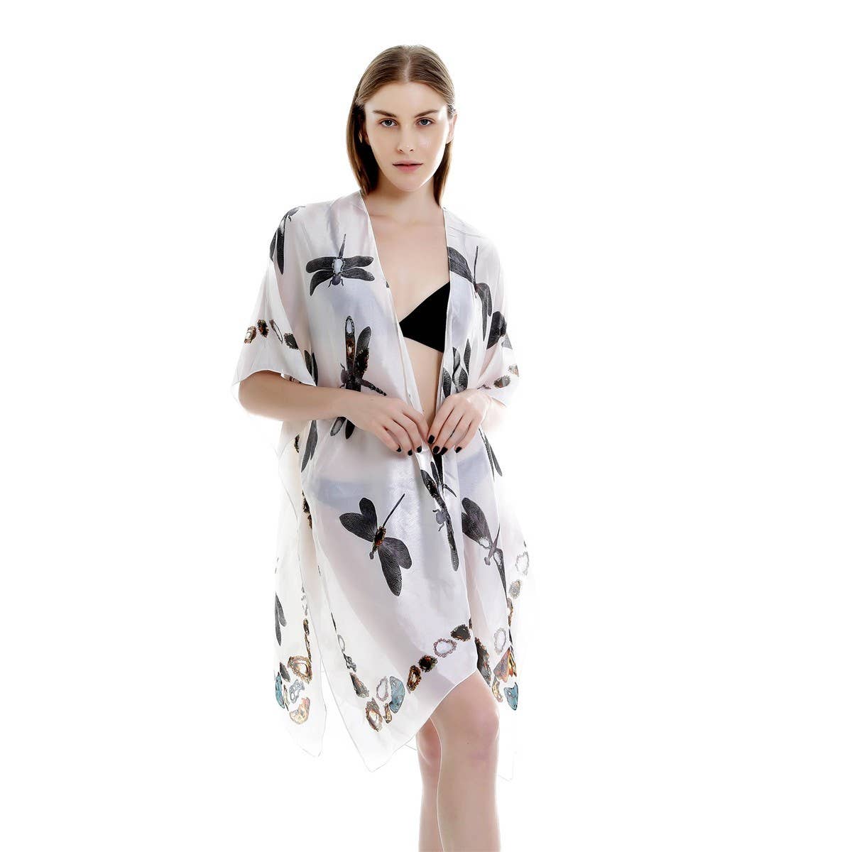 DRAGONFLY PRINTED KIMONOS,SUMMER CARDIGAN