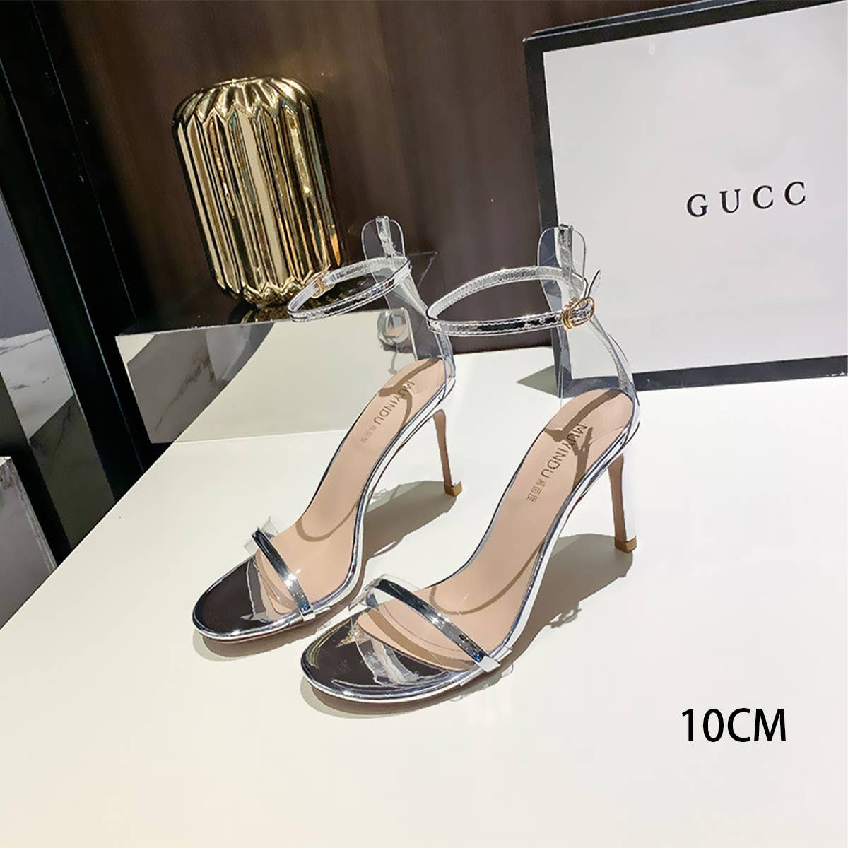 TRANSPARENT BUCKLE SANDALS HEELS