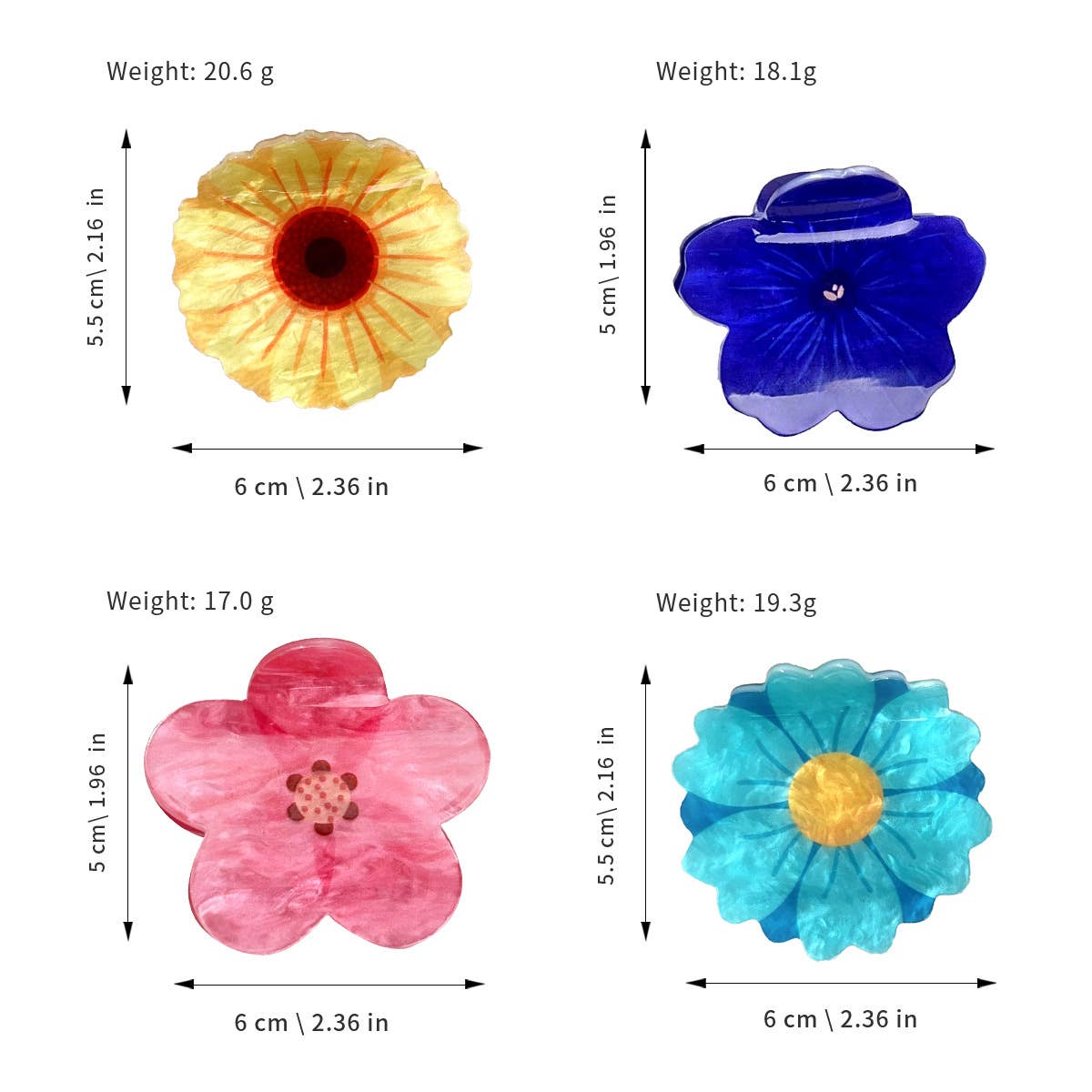 Spring flower grab, sunflower, acrylic hair grab