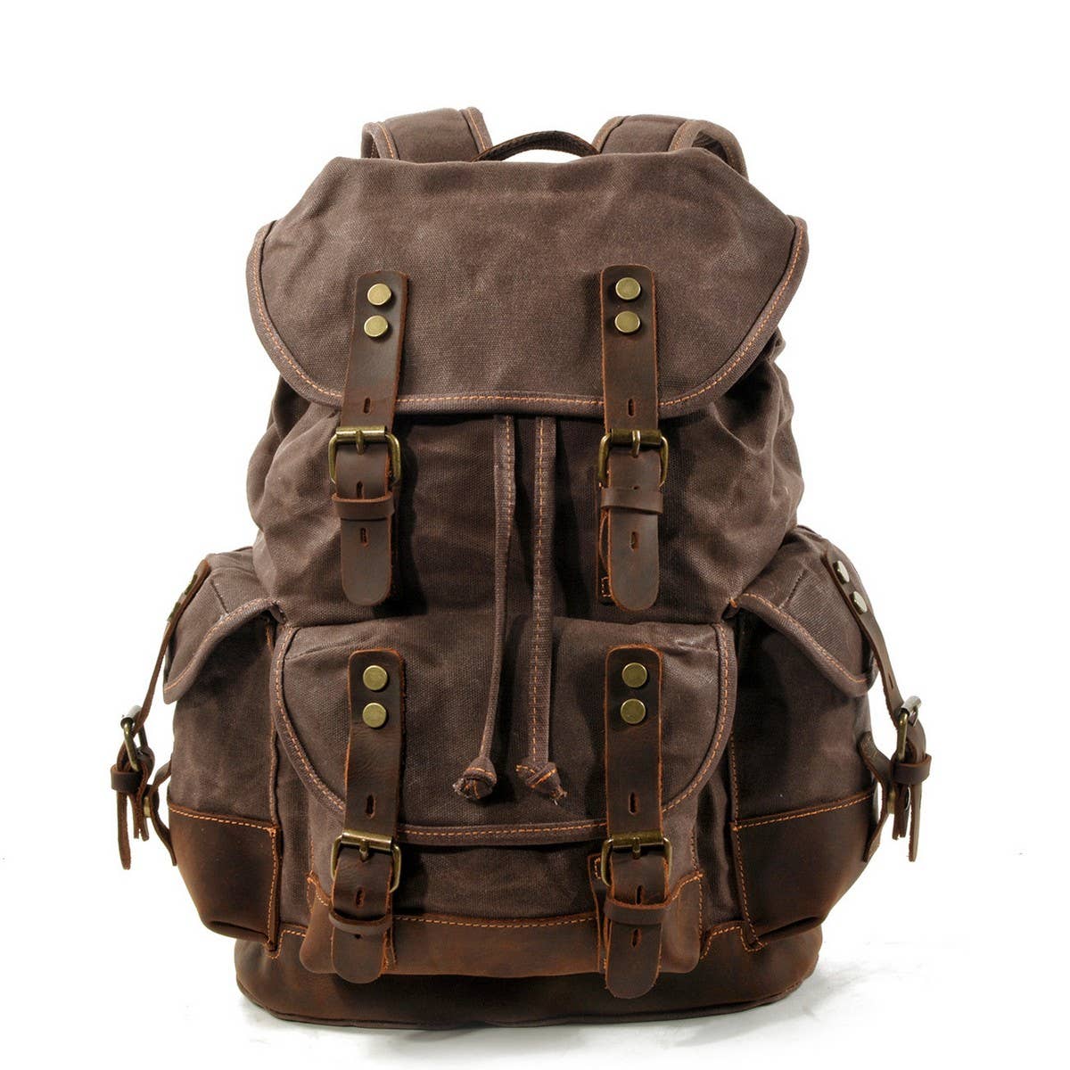 Canvas Leather Hiking Backpack for School & Travel_CWAB5518