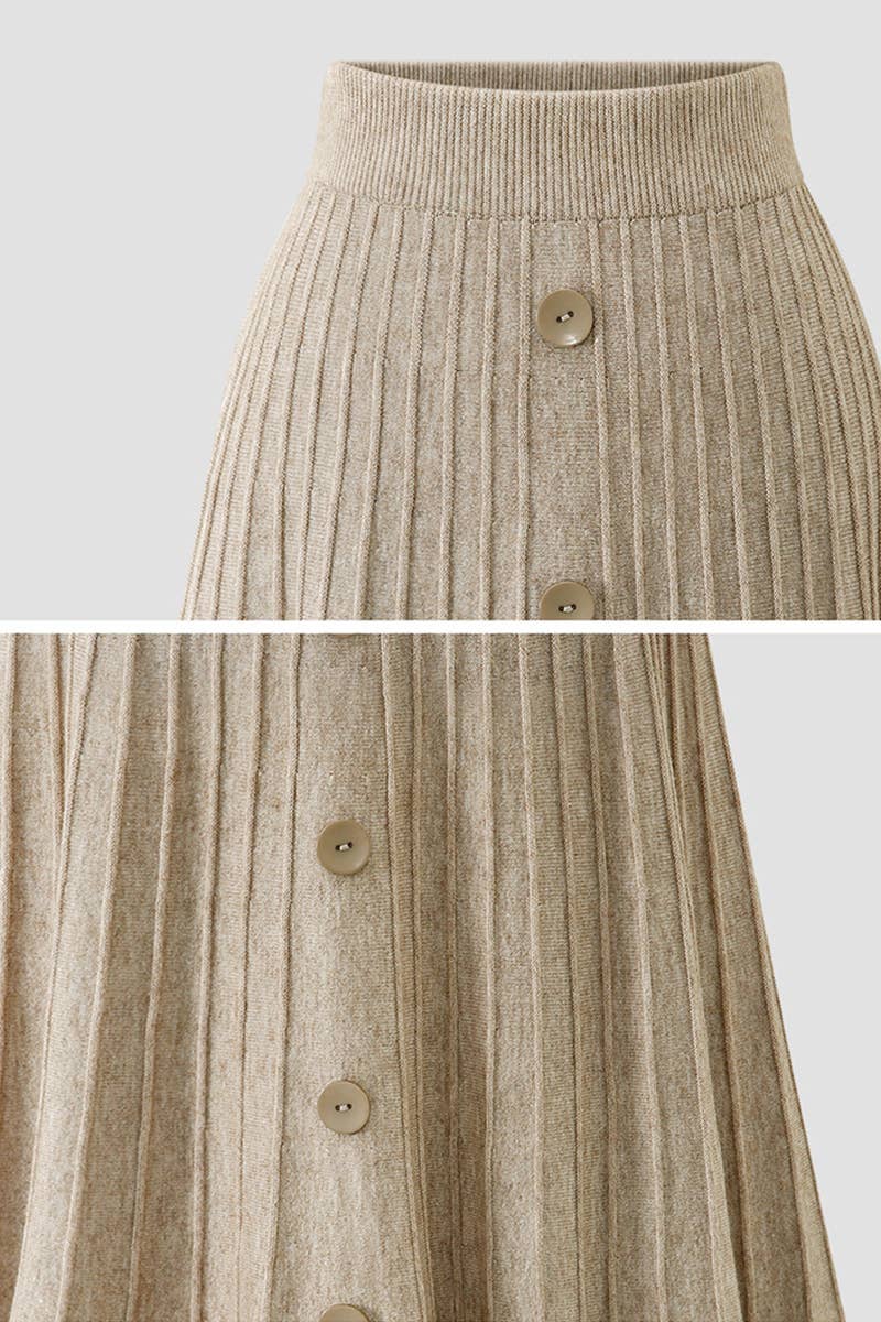 SINGLE BREASTED HIGH WAIST KNITTED SKIRT