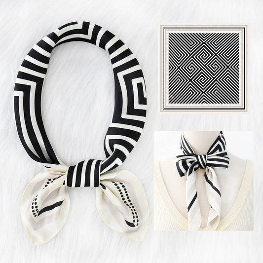 Striped Satin Square Scarf for Sun & Bag Wrap_CWASC1149