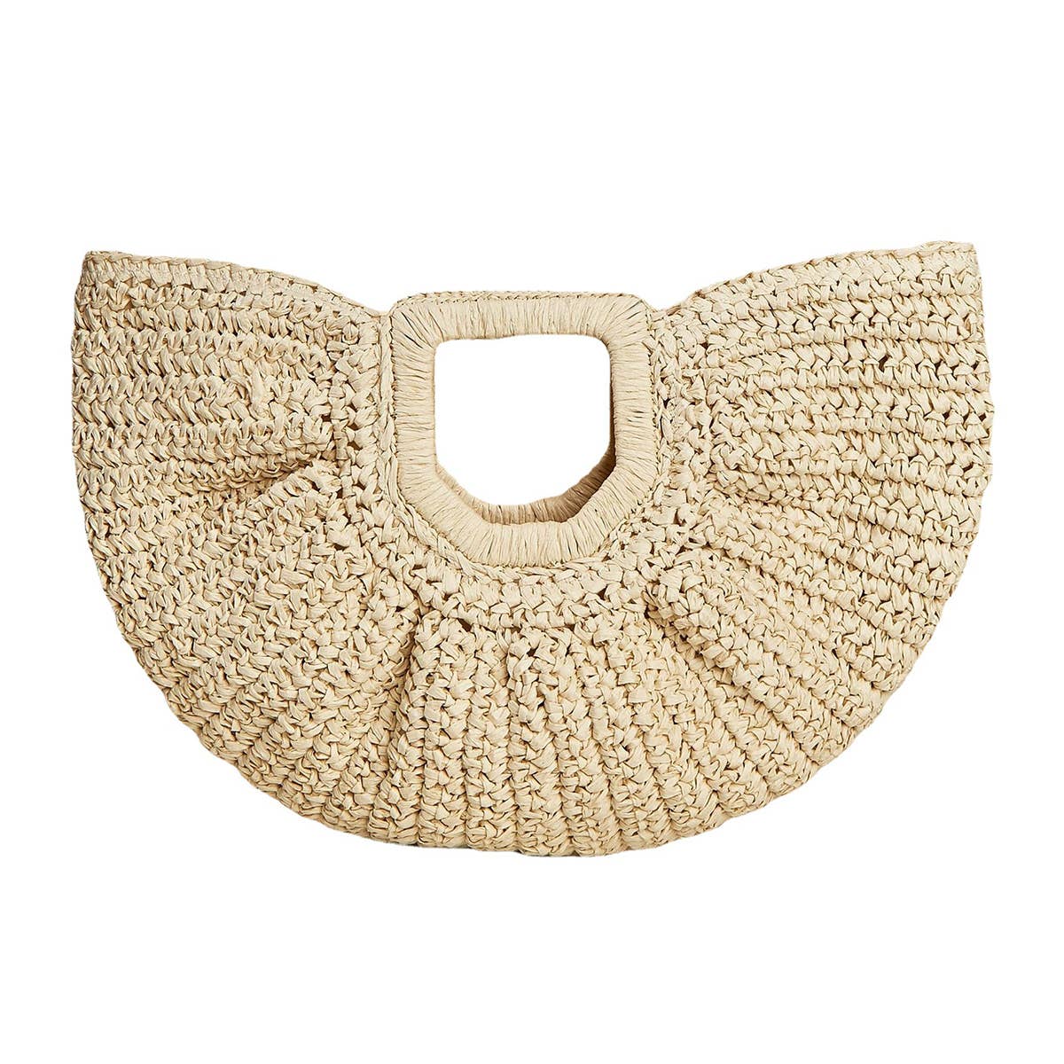 WOMEN PORTABLE MOON WOVEN STRAW BAG_CWAB0812