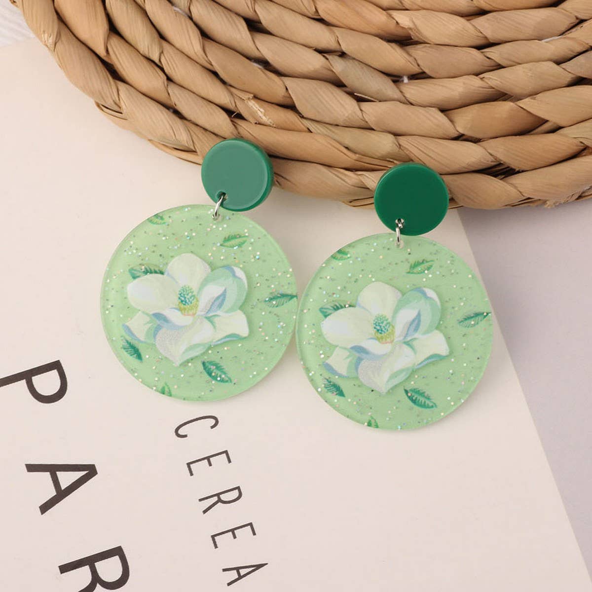 SWEET GIRL COLORFUL FLOWER ACRYLIC EARRINGS