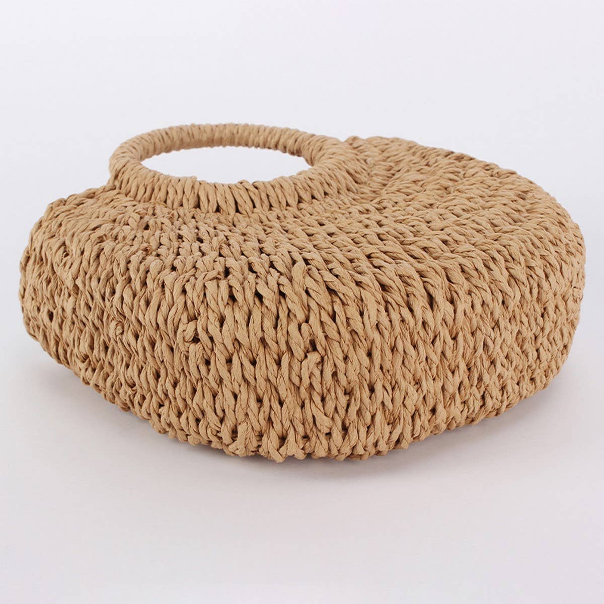 SOLID COLOR SEMI-CIRCLE HANDMADE STRAW BAG_CWAB4696