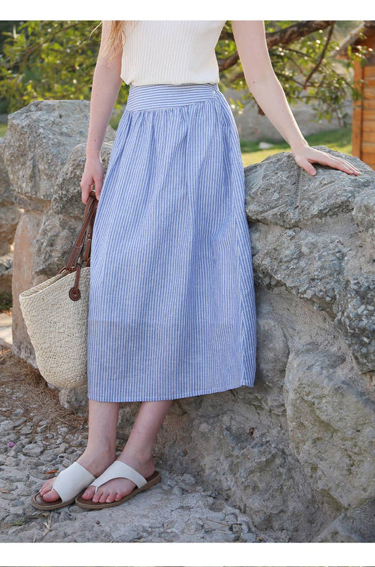 Striped tencel linen skirt
