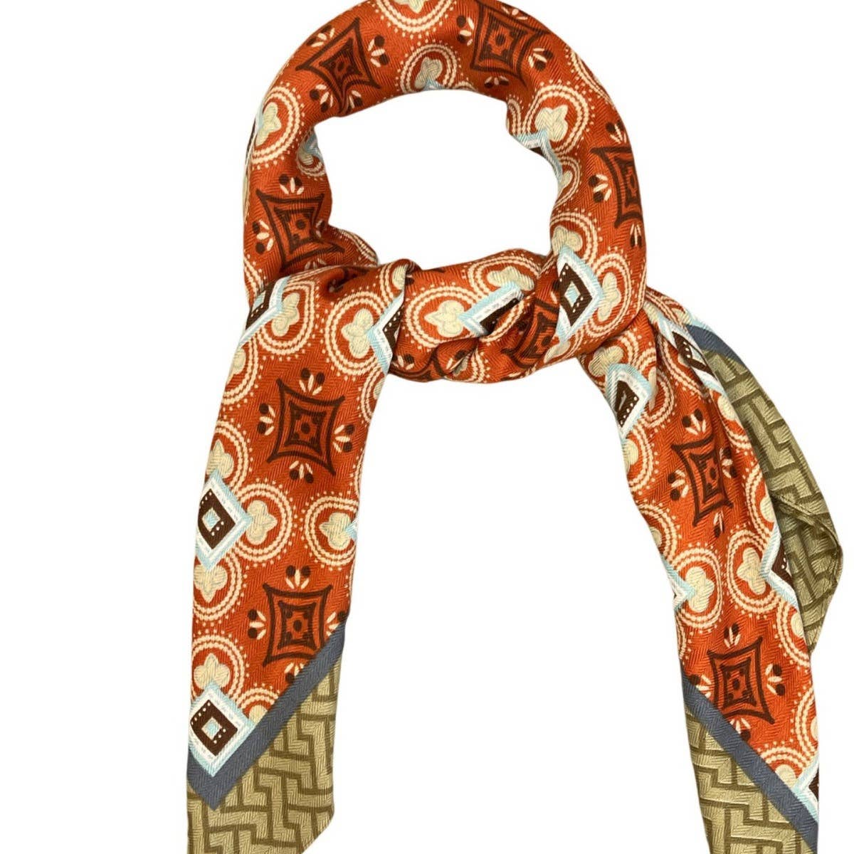 Vintage Print Scarf - Velvet Wool Blend Shawl