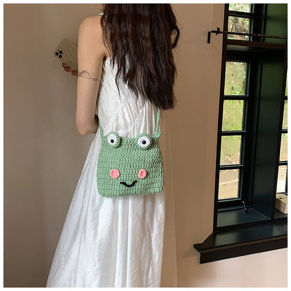 CUTE BIG-EYED CARTOON FROG CROCHET BAG_CWAB2413