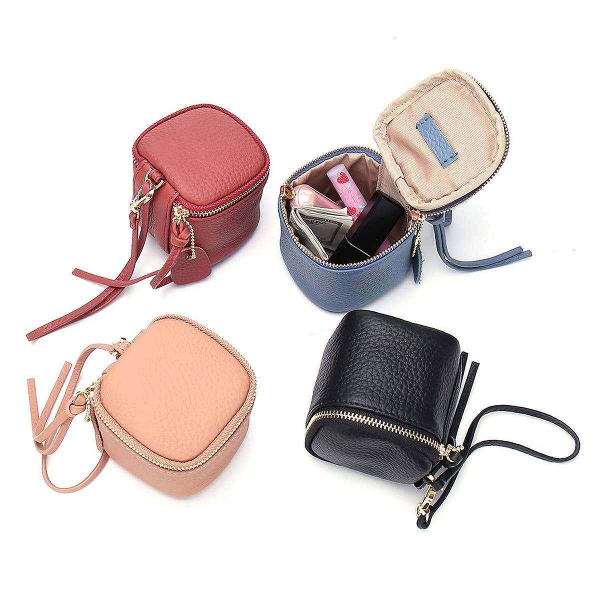Mini Leather Bucket Cosmetic Coin Purse_CUAB00392