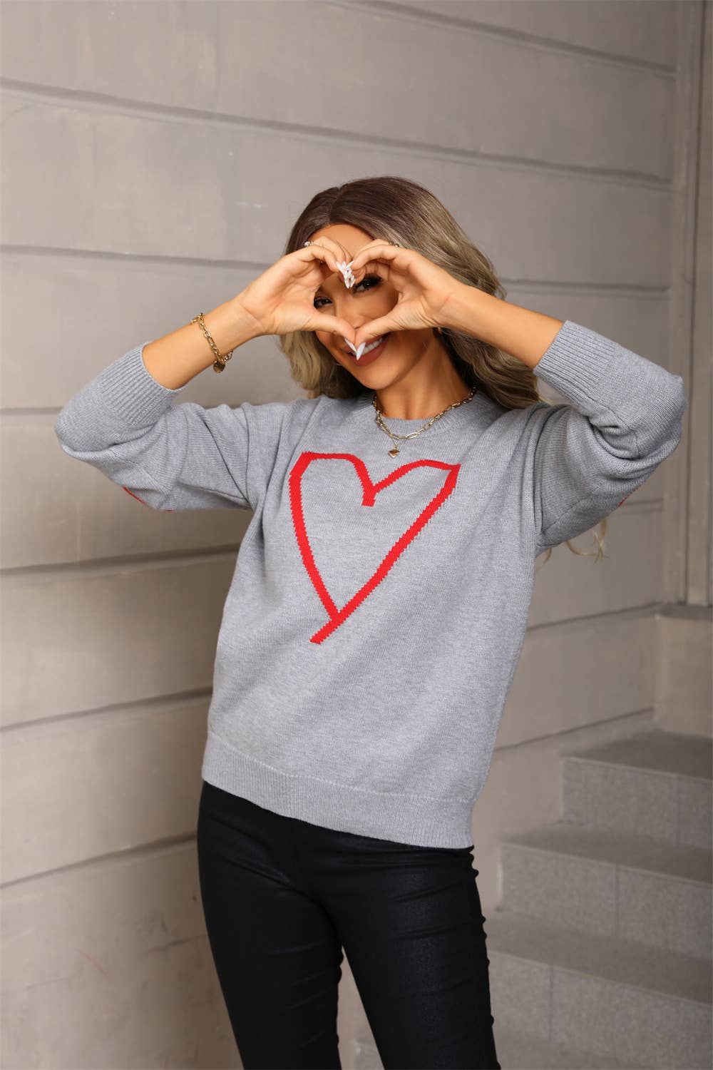Fashion individual love jacquard knit sweater