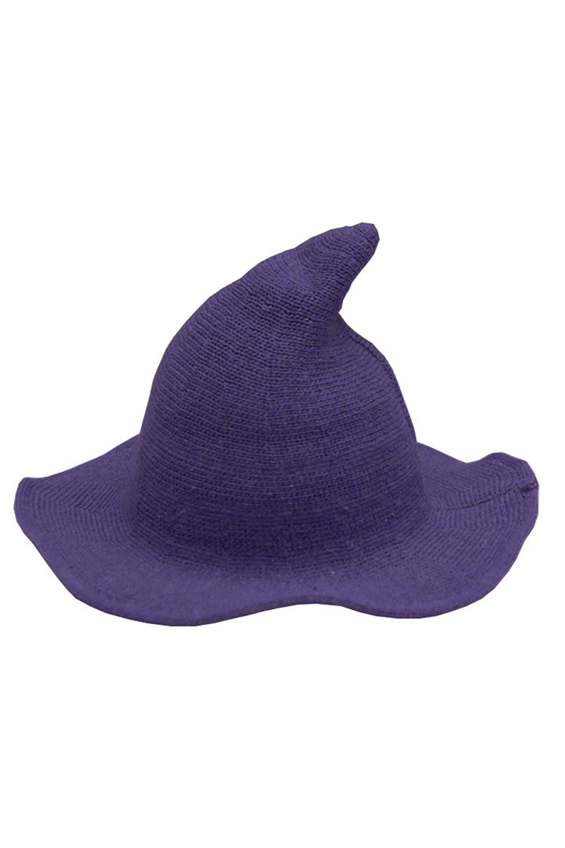 Halloween Knit Witch Hat, Wide Brim Pointed Top_CWAH0616
