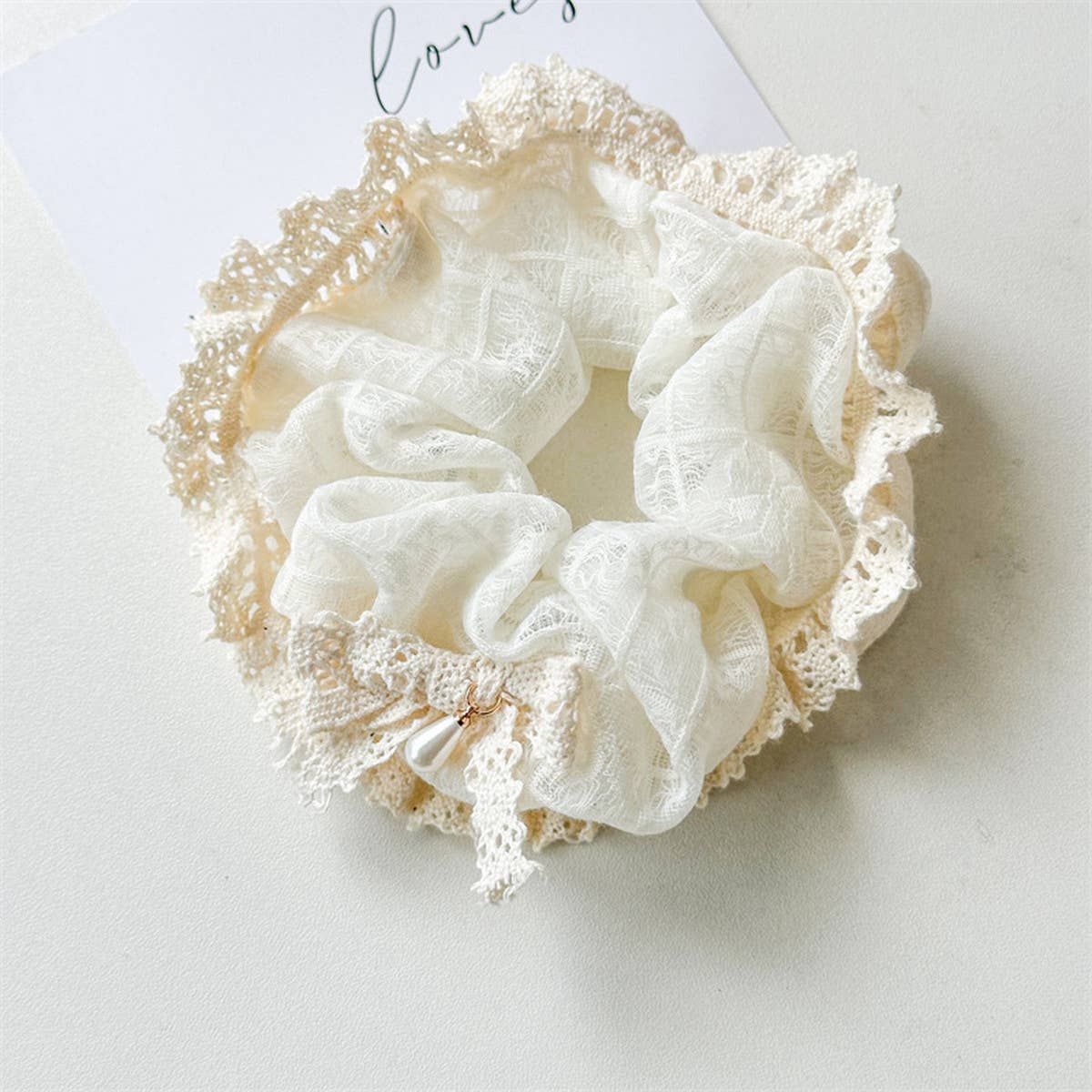 VINTAGE PEARL ROSE HAIRBAND HAIR TIE_CWAHA1359