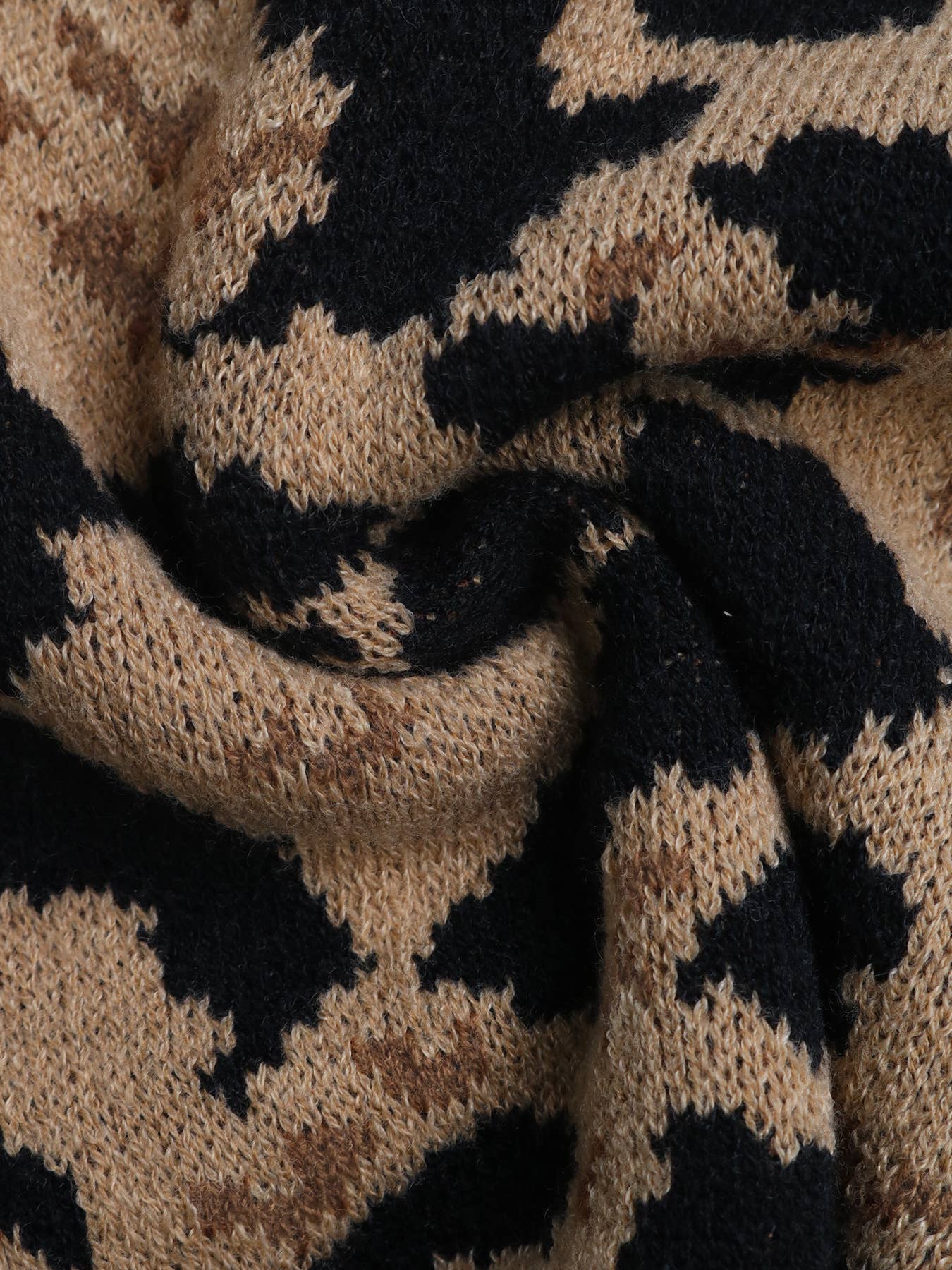 LEOPARD PRINT BOW TIE KNIT CARDIGAN JACKET