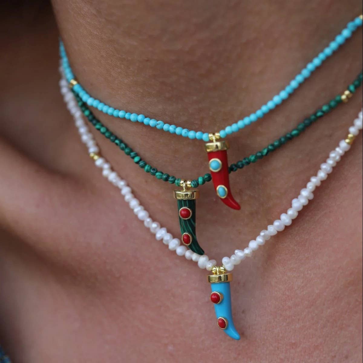 Colorful Chili Pearl Bead Necklace ? Retro Chic