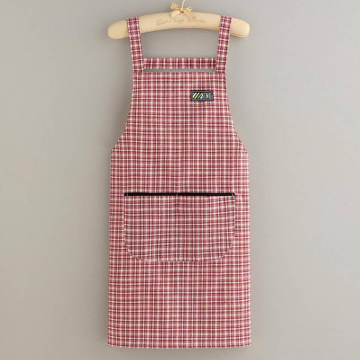 Summer thin Plaid Cotton apron with pockets bulk