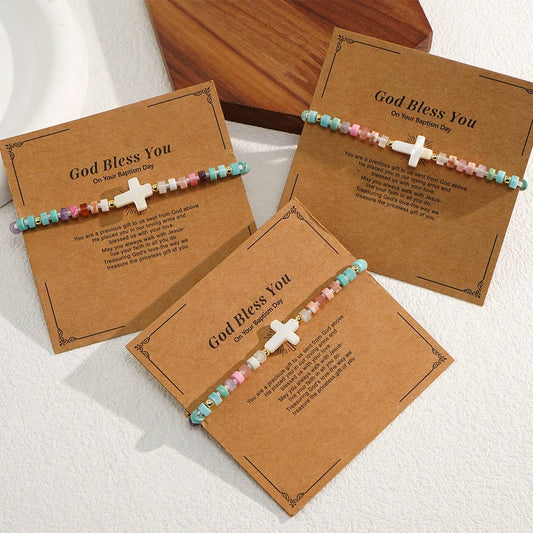 VERSATILE SWEET IRON GALLSTONE SHELL CROSS BRACELET