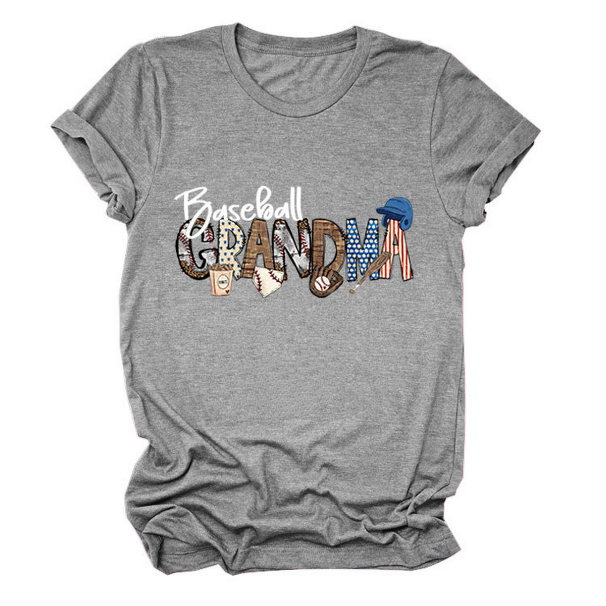 Casual Crew Neck Tee ?œBaseball Grandma??Shirt_CWTTSL0496