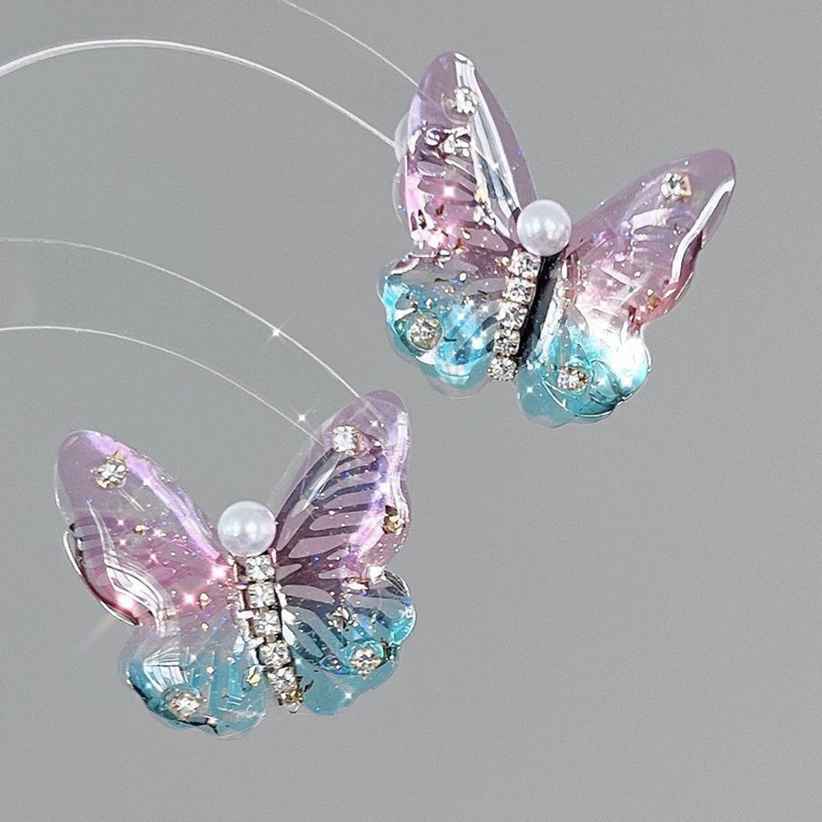 COLORFUL OIL PAINTING PEARL BUTTERFLY EARRINGS