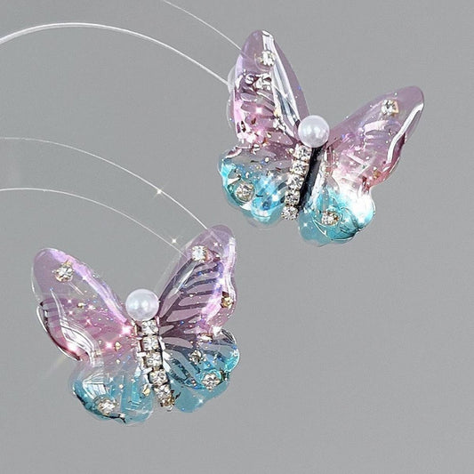 COLORFUL OIL PAINTING PEARL BUTTERFLY EARRINGS