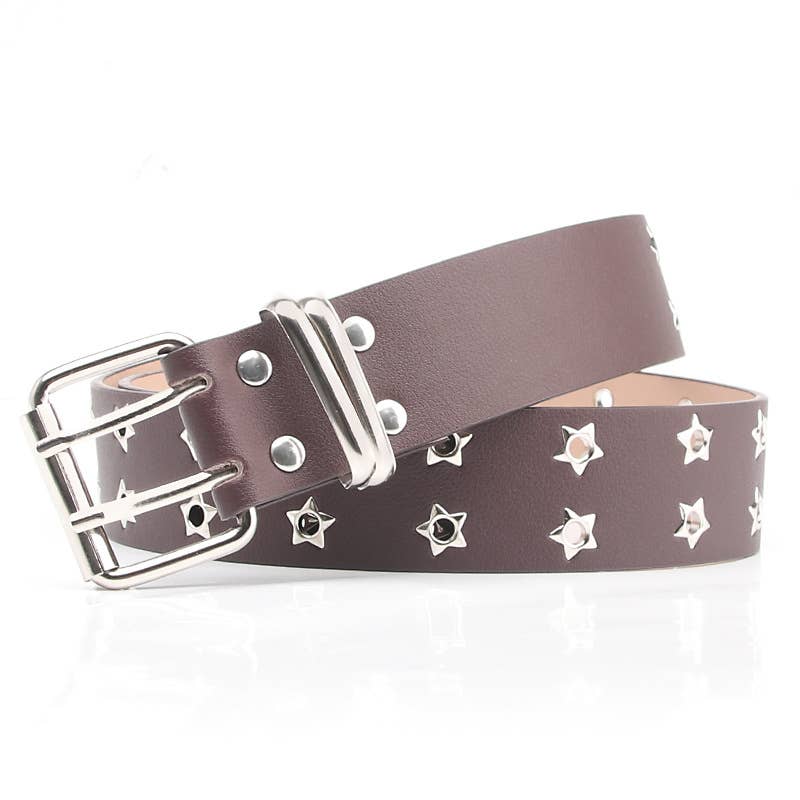 Punk style star-shaped double exhaust hole belt