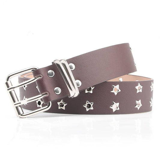 Punk style star-shaped double exhaust hole belt