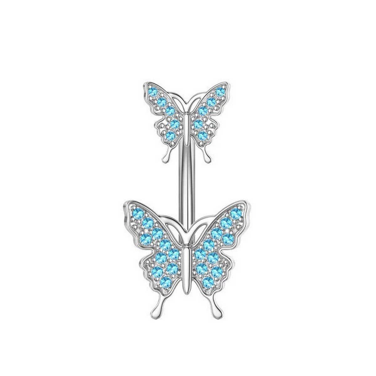 Double Butterfly CZ Belly Ring Hypoallergenic