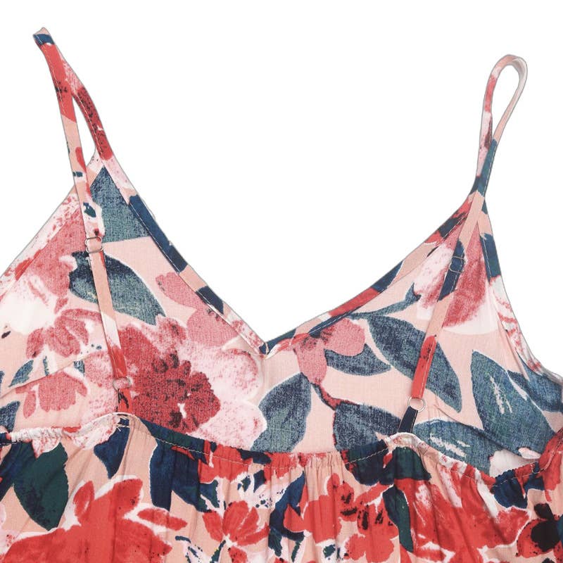 PRINTED HOLIDAY SLIP LONG DRESS