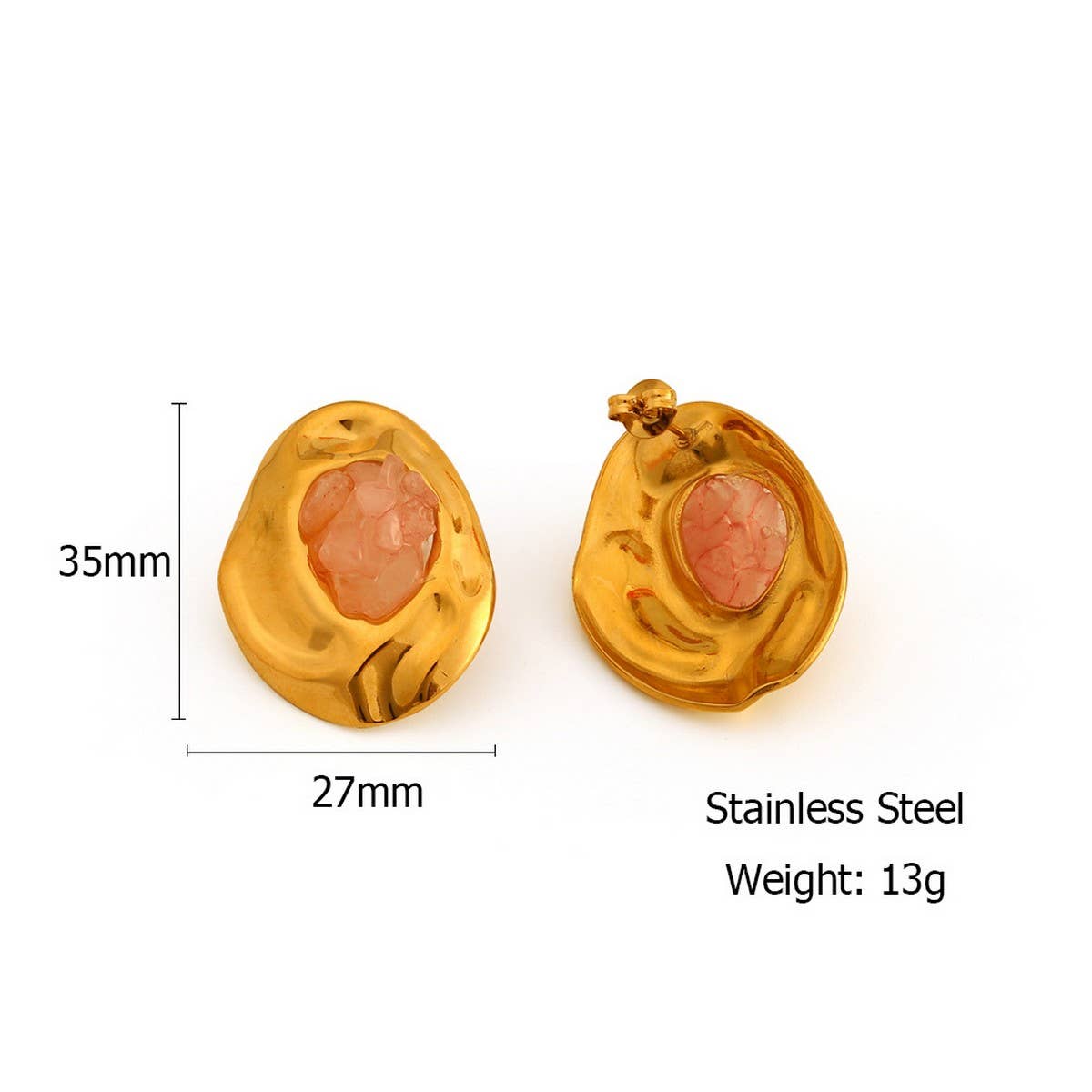 Natural Stone Stainless Steel Irregular Earrings