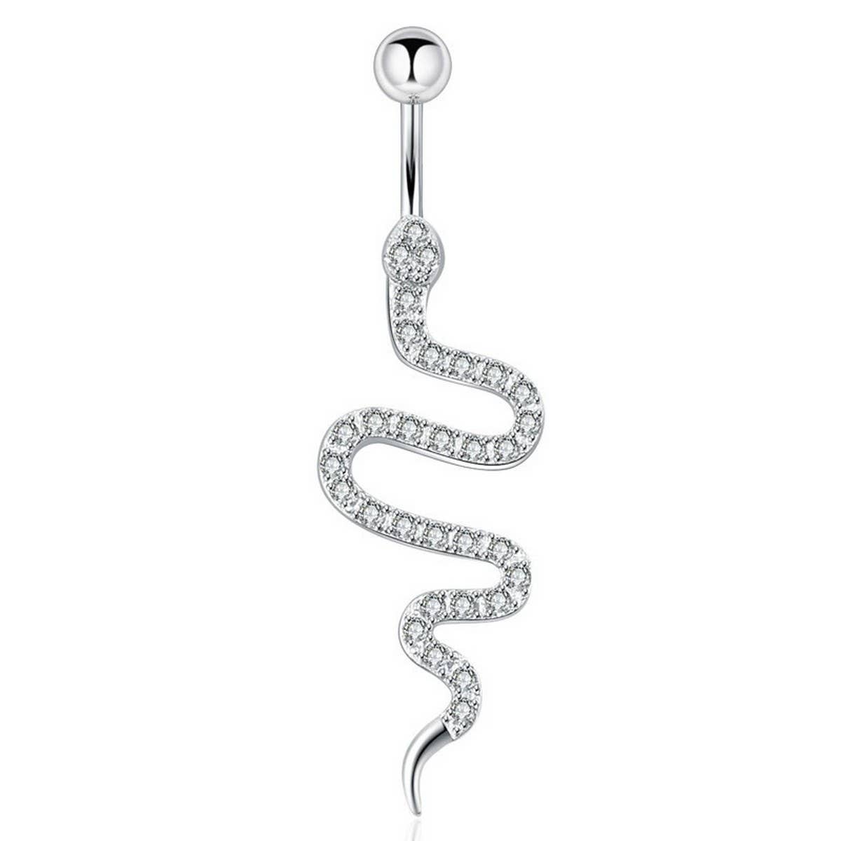 Snake CZ Belly Ring ??Trendy Navel Piercing_CWMM9192