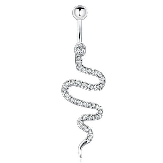 Snake CZ Belly Ring ??Trendy Navel Piercing_CWMM9192